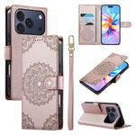 Custodia per telefono in ecopelle con cinturino e chiusura magnetica a totem in rilievo., For iPhone 17e / 16e, For iPhone 17 Pro Max, For iPhone 17 Pro