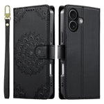 Custodia per telefono in ecopelle con cinturino e chiusura magnetica a totem in rilievo., For iPhone 17, For iPhone Air, For iPhone 16 Pro Max