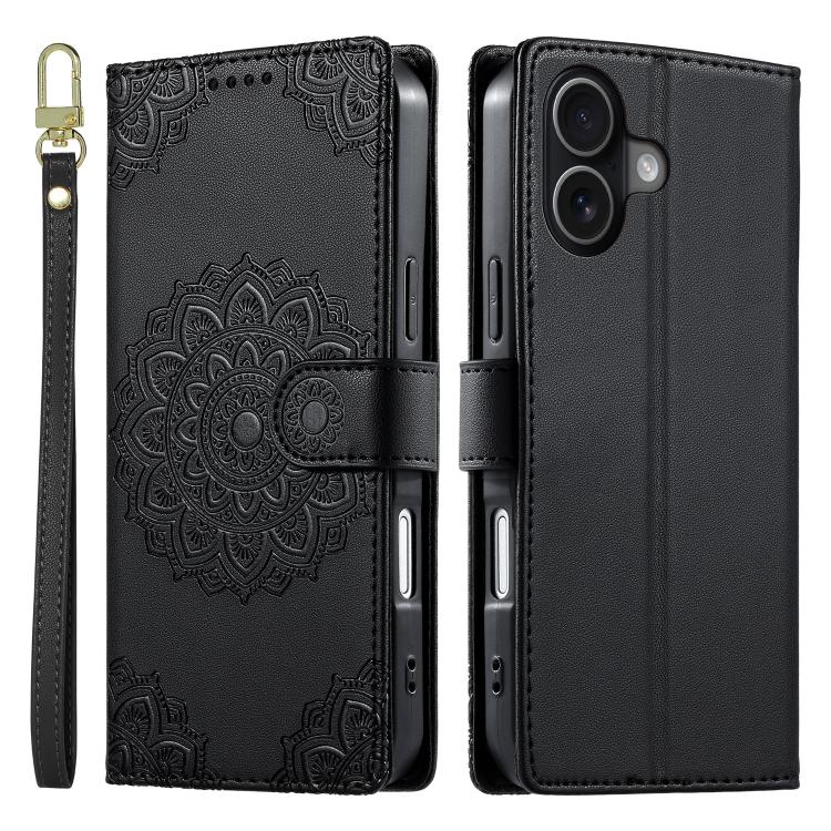 Custodia per telefono in ecopelle con cinturino e chiusura magnetica a totem in rilievo., For iPhone 17, For iPhone Air, For iPhone 16 Pro Max