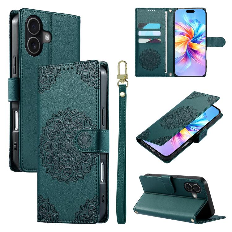 Custodia per telefono in ecopelle con cinturino e chiusura magnetica a totem in rilievo., For iPhone 17, For iPhone Air, For iPhone 16 Pro Max