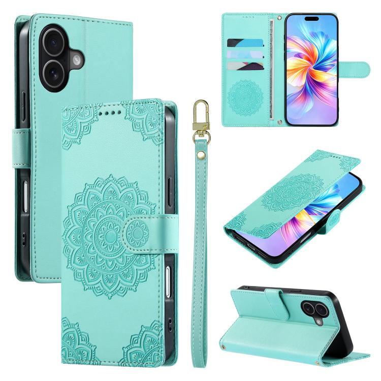 Custodia per telefono in ecopelle con cinturino e chiusura magnetica a totem in rilievo., For iPhone 17, For iPhone Air, For iPhone 16 Pro Max