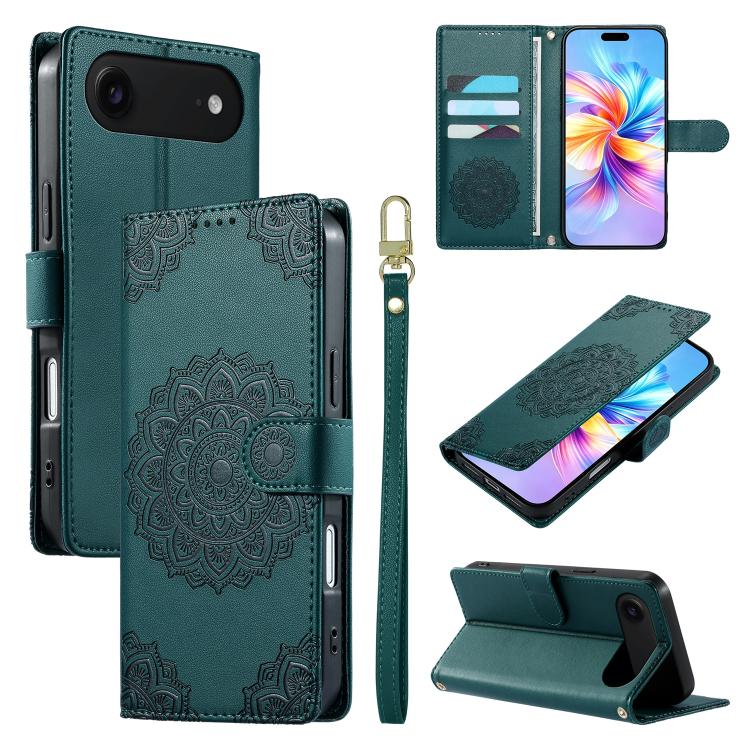 Custodia per telefono in ecopelle con cinturino e chiusura magnetica a totem in rilievo., For iPhone 17, For iPhone Air, For iPhone 16 Pro Max