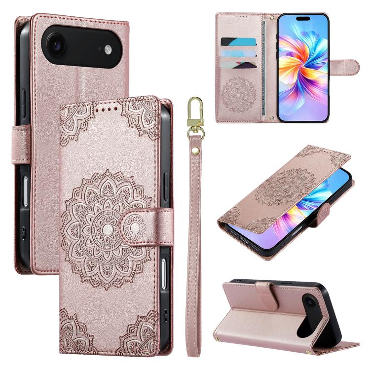 Custodia per telefono in ecopelle con cinturino e chiusura magnetica a totem in rilievo., For iPhone 17, For iPhone Air, For iPhone 16 Pro Max