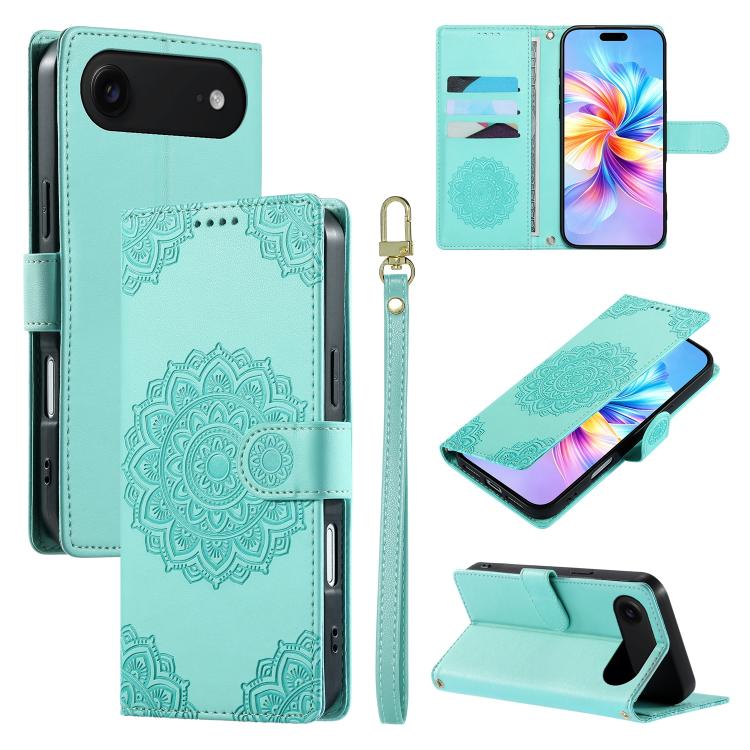 Custodia per telefono in ecopelle con cinturino e chiusura magnetica a totem in rilievo., For iPhone 17, For iPhone Air, For iPhone 16 Pro Max