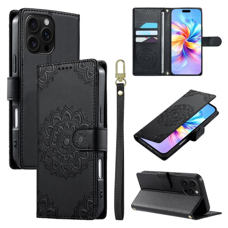 Custodia per telefono in ecopelle con cinturino e chiusura magnetica a totem in rilievo., For iPhone 17, For iPhone Air, For iPhone 16 Pro Max