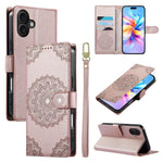 Custodia per telefono in ecopelle con cinturino e chiusura magnetica a totem in rilievo., For iPhone 16 Pro, For iPhone 16 Plus, For iPhone 16