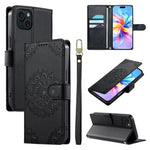 Custodia per telefono in ecopelle con cinturino e chiusura magnetica a totem in rilievo., For iPhone 15 Pro Max, For iPhone 15 Pro, For iPhone 15 Plus