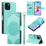 Custodia per telefono in ecopelle con cinturino e chiusura magnetica a totem in rilievo., For iPhone 15, For iPhone 14 Plus, For iPhone 14 / 13