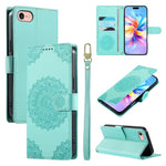 Custodia per telefono in ecopelle con cinturino e chiusura magnetica a totem in rilievo., For iPhone 14 Pro, For iPhone 14 Pro Max, For iPhone SE 2022 / SE 2020 / 8 / 7