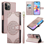 Custodia per telefono in ecopelle con cinturino e chiusura magnetica a totem in rilievo., For iPhone 13 Pro Max, For iPhone 13 Pro, For iPhone 13 mini