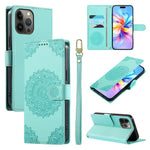Custodia per telefono in ecopelle con cinturino e chiusura magnetica a totem in rilievo., For iPhone 13 Pro Max, For iPhone 13 Pro, For iPhone 13 mini