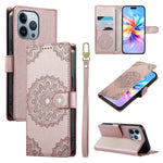 Custodia per telefono in ecopelle con cinturino e chiusura magnetica a totem in rilievo., For iPhone 13 Pro Max, For iPhone 13 Pro, For iPhone 13 mini