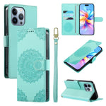 Custodia per telefono in ecopelle con cinturino e chiusura magnetica a totem in rilievo., For iPhone 13 Pro Max, For iPhone 13 Pro, For iPhone 13 mini