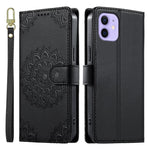 Custodia per telefono in ecopelle con cinturino e chiusura magnetica a totem in rilievo., For iPhone 12 / 12 Pro, For iPhone 12 Pro Max, For iPhone 12 mini