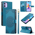 Custodia per telefono in ecopelle con cinturino e chiusura magnetica a totem in rilievo., For iPhone 12 / 12 Pro, For iPhone 12 Pro Max, For iPhone 12 mini