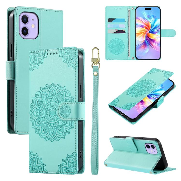 Custodia per telefono in ecopelle con cinturino e chiusura magnetica a totem in rilievo., For iPhone 12 / 12 Pro, For iPhone 12 Pro Max, For iPhone 12 mini