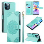 Custodia per telefono in ecopelle con cinturino e chiusura magnetica a totem in rilievo., For iPhone 12 / 12 Pro, For iPhone 12 Pro Max, For iPhone 12 mini