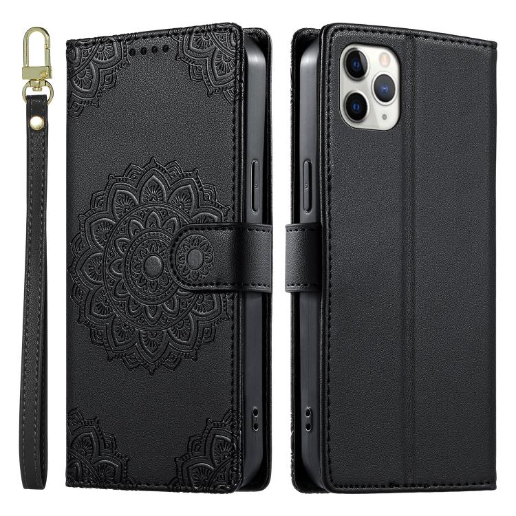 Custodia per telefono in ecopelle con cinturino e chiusura magnetica a totem in rilievo., For iPhone 11 Pro Max, For iPhone 11, For iPhone 11 Pro
