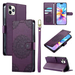 Custodia per telefono in ecopelle con cinturino e chiusura magnetica a totem in rilievo., For iPhone 11 Pro Max, For iPhone 11, For iPhone 11 Pro