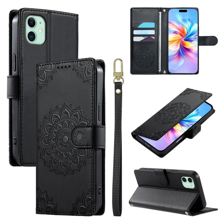 Custodia per telefono in ecopelle con cinturino e chiusura magnetica a totem in rilievo., For iPhone 11 Pro Max, For iPhone 11, For iPhone 11 Pro