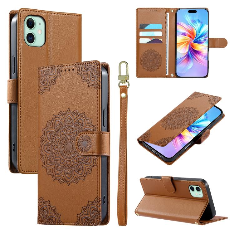 Custodia per telefono in ecopelle con cinturino e chiusura magnetica a totem in rilievo., For iPhone 11 Pro Max, For iPhone 11, For iPhone 11 Pro