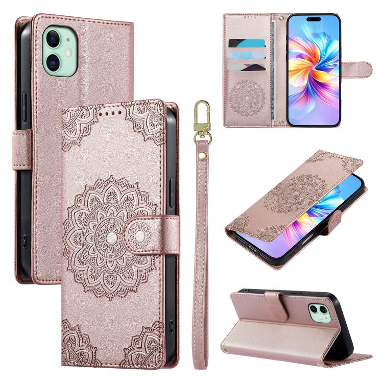 Custodia per telefono in ecopelle con cinturino e chiusura magnetica a totem in rilievo., For iPhone 11 Pro Max, For iPhone 11, For iPhone 11 Pro