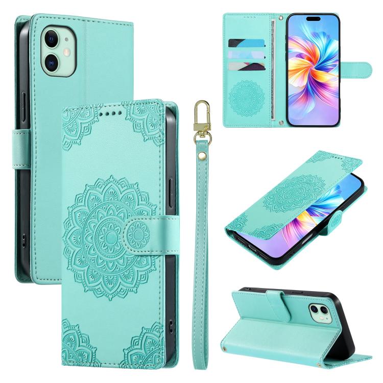 Custodia per telefono in ecopelle con cinturino e chiusura magnetica a totem in rilievo., For iPhone 11 Pro Max, For iPhone 11, For iPhone 11 Pro