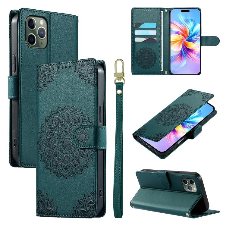 Custodia per telefono in ecopelle con cinturino e chiusura magnetica a totem in rilievo., For iPhone 11 Pro Max, For iPhone 11, For iPhone 11 Pro