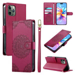 Custodia per telefono in ecopelle con cinturino e chiusura magnetica a totem in rilievo., For iPhone 11 Pro Max, For iPhone 11, For iPhone 11 Pro