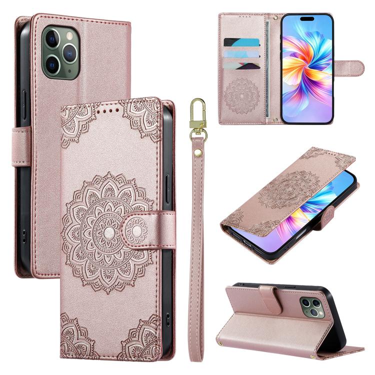 Custodia per telefono in ecopelle con cinturino e chiusura magnetica a totem in rilievo., For iPhone 11 Pro Max, For iPhone 11, For iPhone 11 Pro