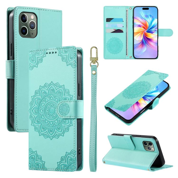 Custodia per telefono in ecopelle con cinturino e chiusura magnetica a totem in rilievo., For iPhone 11 Pro Max, For iPhone 11, For iPhone 11 Pro