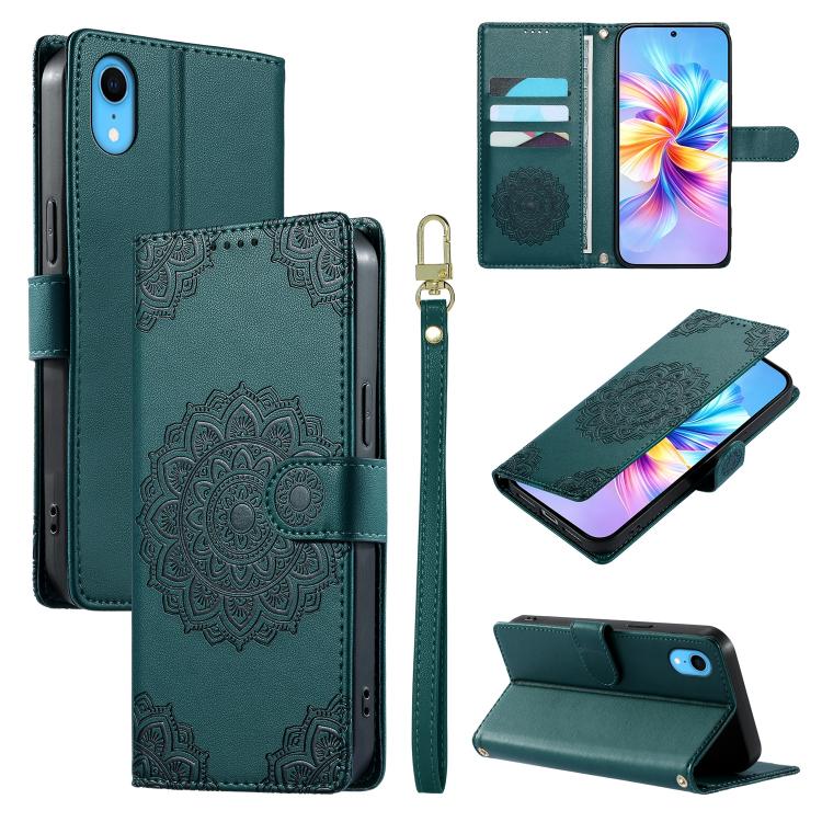 Custodia per telefono in ecopelle con cinturino e chiusura magnetica a totem in rilievo., For iPhone X / XS, For iPhone XR, For iPhone XS Max