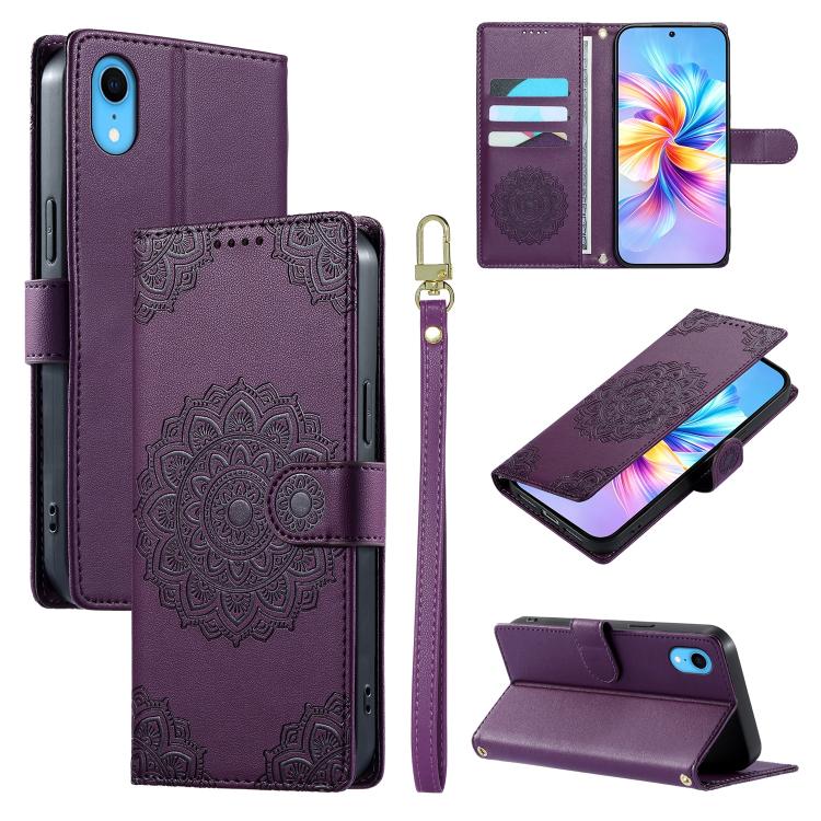 Custodia per telefono in ecopelle con cinturino e chiusura magnetica a totem in rilievo., For iPhone X / XS, For iPhone XR, For iPhone XS Max