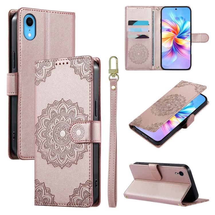 Custodia per telefono in ecopelle con cinturino e chiusura magnetica a totem in rilievo., For iPhone X / XS, For iPhone XR, For iPhone XS Max