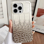 Custodia per telefono ibrida in PU con texture effetto coccodrillo sfumata, For iPhone 17 Pro Max, For iPhone 17 Pro, For iPhone 16 Pro Max, For iPhone 16 Pro, For iPhone 15 Pro Max, For iPhone 15 Pro
