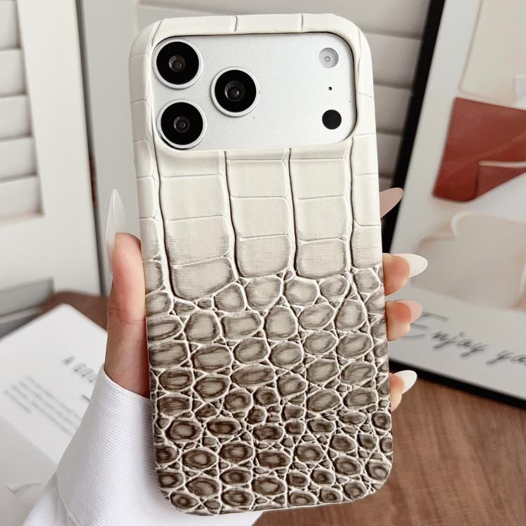 Custodia per telefono ibrida in PU con texture effetto coccodrillo sfumata, For iPhone 17 Pro Max, For iPhone 17 Pro, For iPhone 16 Pro Max, For iPhone 16 Pro, For iPhone 15 Pro Max, For iPhone 15 Pro