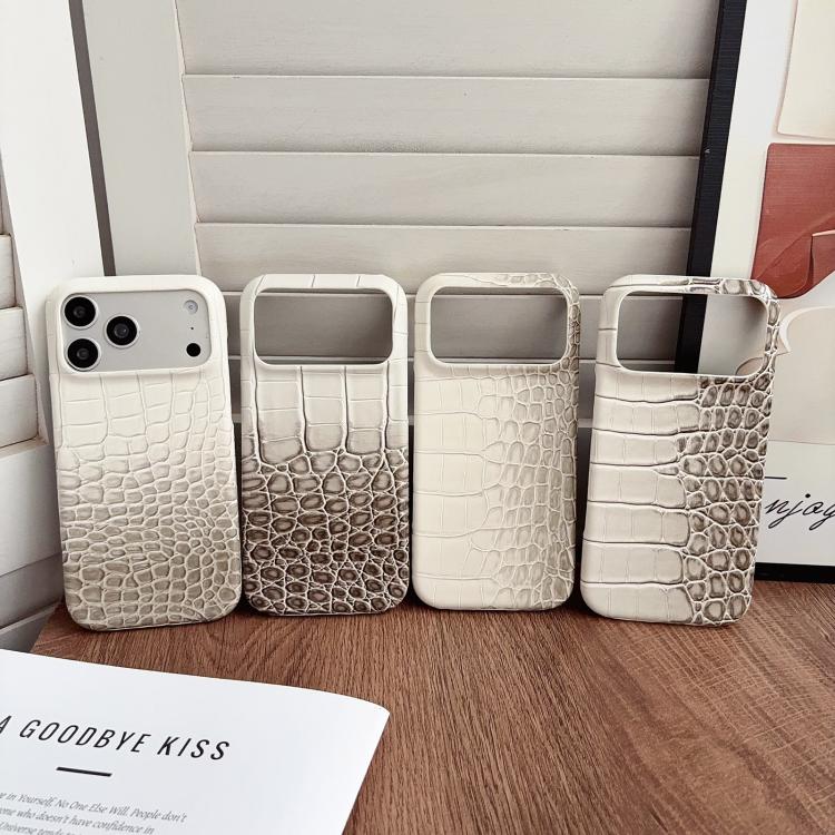 Custodia per telefono ibrida in PU con texture effetto coccodrillo sfumata, For iPhone 17 Pro Max, For iPhone 17 Pro, For iPhone 16 Pro Max, For iPhone 16 Pro, For iPhone 15 Pro Max, For iPhone 15 Pro