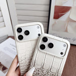 Custodia per telefono ibrida in PU con texture effetto coccodrillo sfumata, For iPhone 17 Pro Max, For iPhone 17 Pro, For iPhone 16 Pro Max, For iPhone 16 Pro, For iPhone 15 Pro Max, For iPhone 15 Pro
