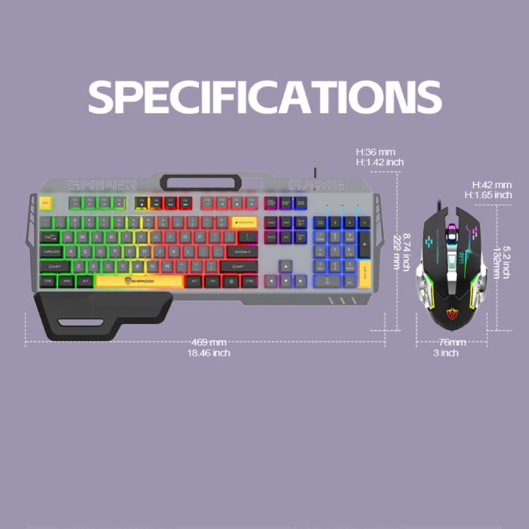 SHIPADOO GK50 Tastiera da gioco cablata RGB con mouse