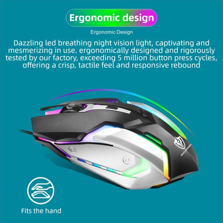 Mouse ottico USB cablato ergonomico SHIPADOO 1600 DPI