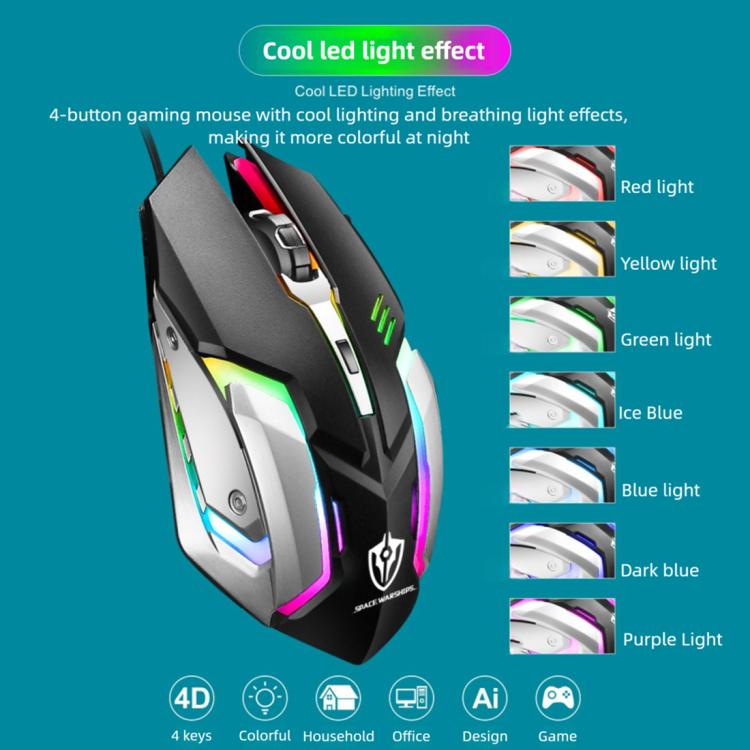 Mouse ottico USB cablato ergonomico SHIPADOO 1600 DPI