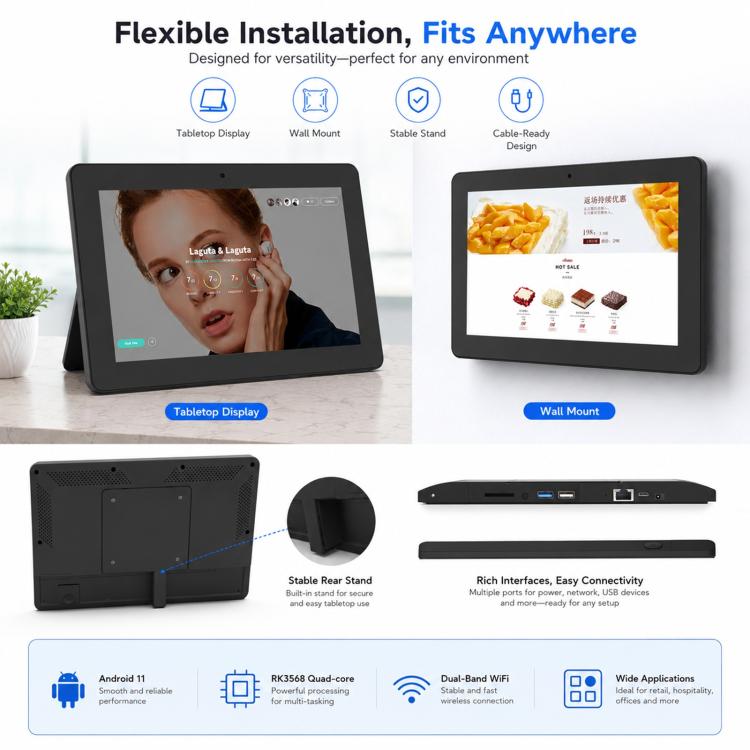 Display touch IPS HD 10,1" Android 11 2GB RAM 16GB memoria