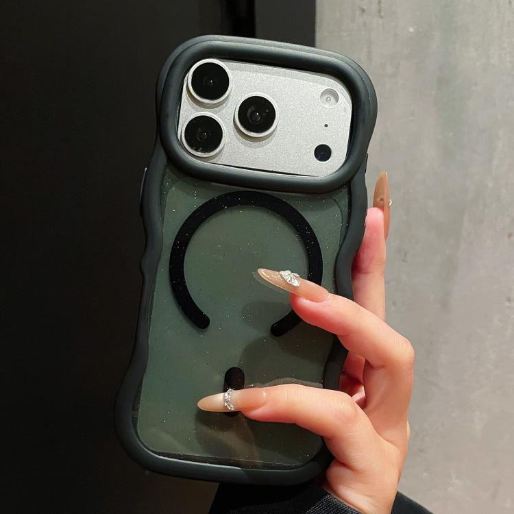 Custodia magnetica per telefono con bordo ondulato traslucido glitterato, For iPhone 17 Pro Max, For iPhone 17 Pro, For iPhone 17, For iPhone 16 Pro Max, For iPhone 16 Pro, For iPhone 16