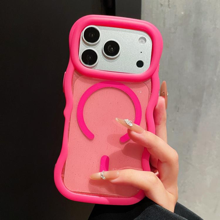 Custodia magnetica per telefono con bordo ondulato traslucido glitterato, For iPhone 17 Pro Max, For iPhone 17 Pro, For iPhone 17, For iPhone 16 Pro Max, For iPhone 16 Pro, For iPhone 16