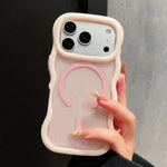 Custodia magnetica per telefono con bordo ondulato traslucido glitterato, For iPhone 17 Pro Max, For iPhone 17 Pro, For iPhone 17, For iPhone 16 Pro Max, For iPhone 16 Pro, For iPhone 16