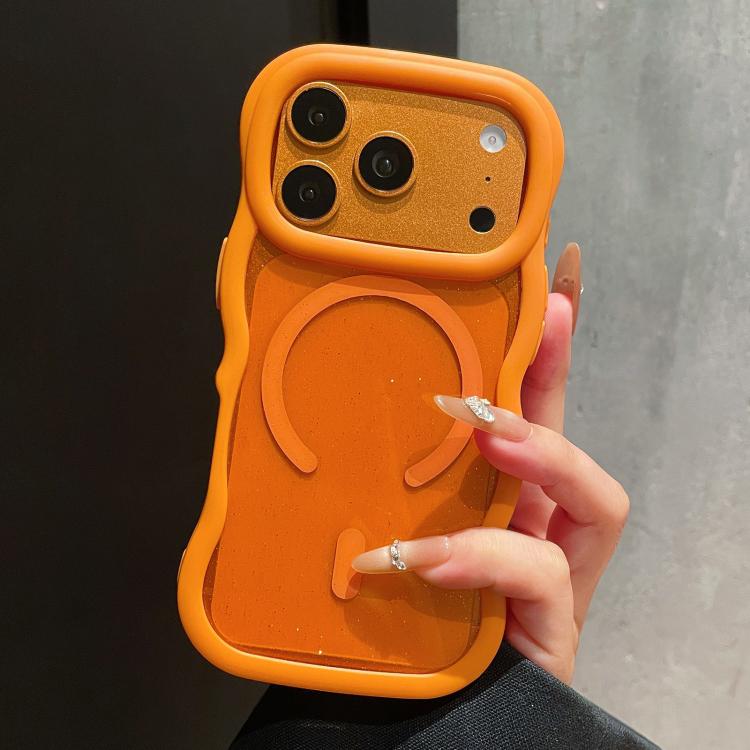 Custodia magnetica per telefono con bordo ondulato traslucido glitterato, For iPhone 17 Pro Max, For iPhone 17 Pro, For iPhone 17, For iPhone 16 Pro Max, For iPhone 16 Pro, For iPhone 16