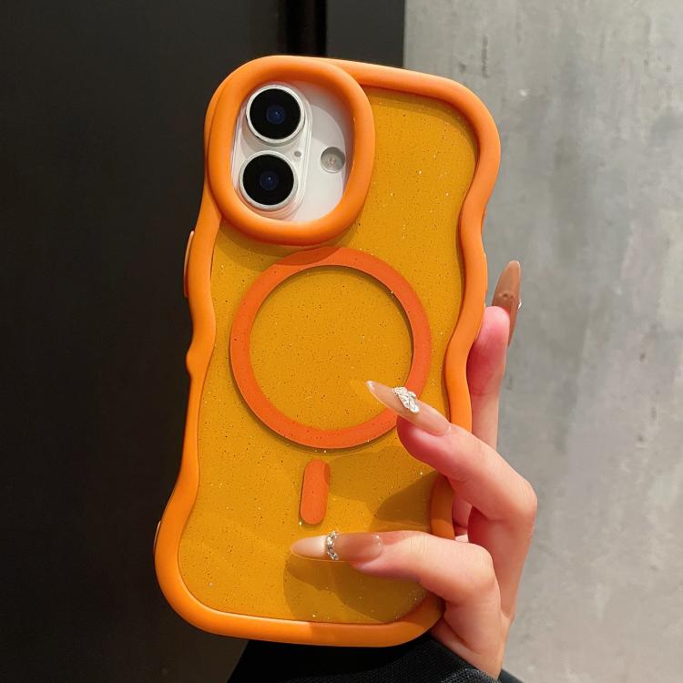 Custodia magnetica per telefono con bordo ondulato traslucido glitterato, For iPhone 17 Pro Max, For iPhone 17 Pro, For iPhone 17, For iPhone 16 Pro Max, For iPhone 16 Pro, For iPhone 16