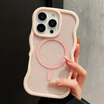 Custodia magnetica per telefono con bordo ondulato traslucido glitterato, For iPhone 17 Pro Max, For iPhone 17 Pro, For iPhone 17, For iPhone 16 Pro Max, For iPhone 16 Pro, For iPhone 16