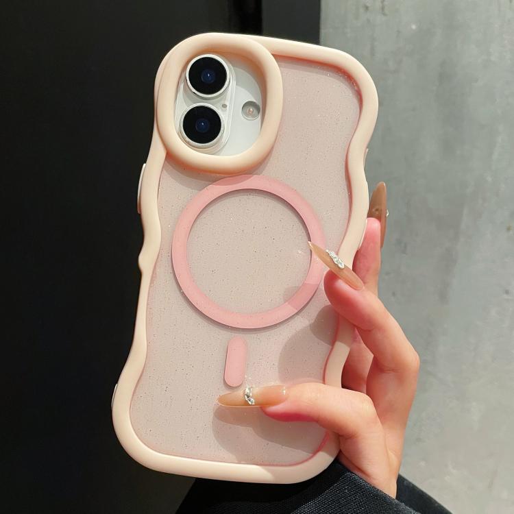 Custodia magnetica per telefono con bordo ondulato traslucido glitterato, For iPhone 17 Pro Max, For iPhone 17 Pro, For iPhone 17, For iPhone 16 Pro Max, For iPhone 16 Pro, For iPhone 16