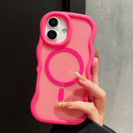 Custodia magnetica per telefono con bordo ondulato traslucido glitterato, For iPhone 17 Pro Max, For iPhone 17 Pro, For iPhone 17, For iPhone 16 Pro Max, For iPhone 16 Pro, For iPhone 16